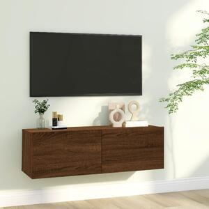 Tv-bänk för vägg brun ek 100x30x30 cm konstruerat trä