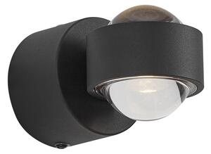 Design vägglampa svart inkl. LED IP44 - Lens
