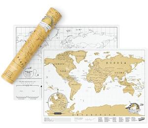 Världskarta - Scratch Map Original, A3-storlek, Vit