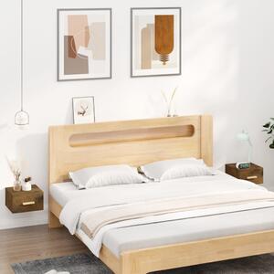 Väggmonterade sängbord 2 st rökfärgad ek 35x35x20 cm