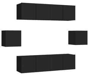 TV-skåp 6 delar svart konstruerat trä