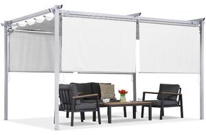 Vit terrasspergola med rullgardiner La Palma 3x4 Garden Point