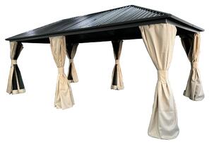 Metall lusthus Sardinia 3x6 med gardiner Garden Point beige