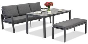 Zakintos Apetito Comfort 3 aluminiumset med bänk antracit Garden Point