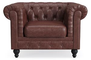 CHESTERFIELD Lyx Fåtölj Mörkbrun PU -