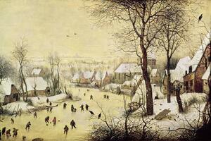 Pieter the Elder Bruegel - Konsttryck Winter Landscape with Skaters and a Bird Trap, (40 x 26.7 cm)
