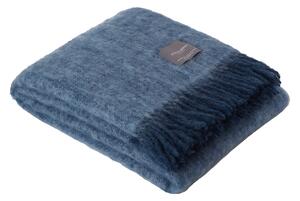 Pläd rolled fringes Denim & Sky Blue Melange mohair