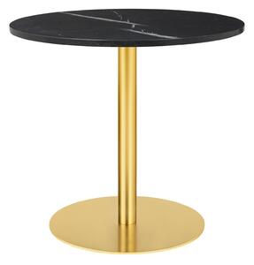 Gubi - Gubi 1.0 Dining Table, Round, Ø80, Brass Base, Marble Top - Nero Marquina - Matbord - Svart - Metall/Sten