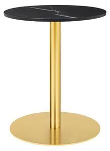 Gubi - Gubi 1.0 Dining Table, Round, Ø60, Brass Base, Marble Top - Nero Marquina - Matbord - Svart - Metall/Sten