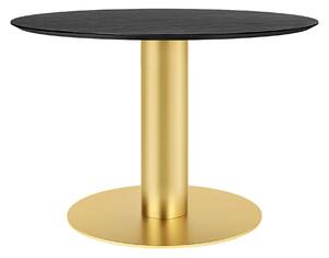 Gubi - GUBI 2.0 Dining Table, Ø 110 cm, Skiva: Trä - Svartbetsad ask, Bas: Mässing - Matbord - Svart - Metall/Trä