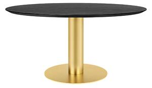 Gubi - GUBI 2.0 Dining Table, Ø 150 cm, Skiva: Trä - Svartbetsad ask, Bas: Mässing - Matbord - Svart - Metall/Trä