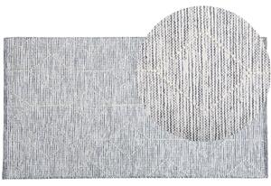 Matta Grå med Beige Ull och Bomull 80 x 150 cm Geometriskt Mönster Handvävd Plattväv Beliani