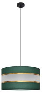 Ljuskrona med textilsladd HELEN 1xE27/60W/230V diameter 40 cm grön/guld
