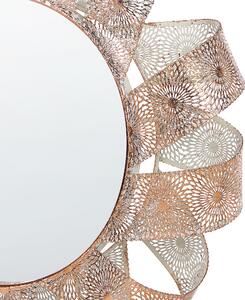 Vägghängd spegel Vit med koppar 54 cm Rund spiralram Dekorativ Vardagsrum Sovrum Beliani