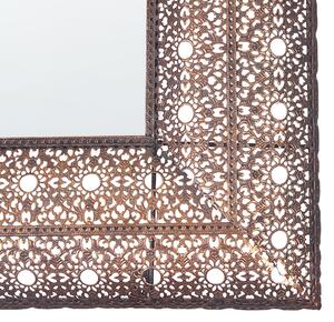 Väggmonterad hängande spegel koppar 69 x 90 cm Rektangulär dekorativ ram Heminredning Accessoar Accent Beliani