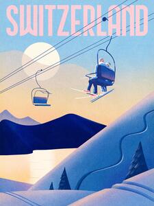 Illustration Ski Switzerland, Mark Harrison