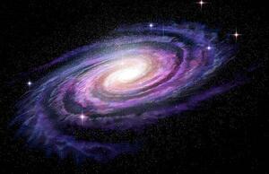 Fotografi Spiral Galaxy in deep spcae, 3D illustration, alex-mit, (40 x 26.7 cm)
