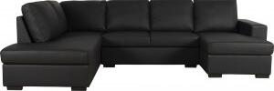 Solna U-soffa i svart PU A3D + Möbelvårdskit för textilier