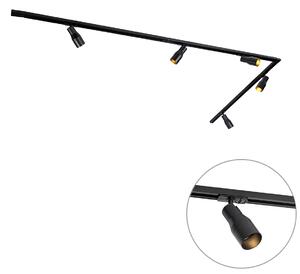 Modernt skensystem med 5 spotlights svart 1-fas - Iconic Kohua