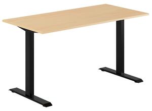 Fast skrivbord, svart stativ, bok bordsskiva 120x60cm