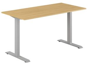 Fast skrivbord, grått stativ, ek bordsskiva 120x60cm