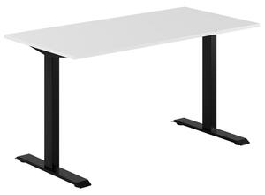 Fast skrivbord, svart stativ, vit bordsskiva 120x60cm