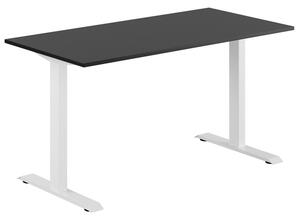 Fast skrivbord, vitt stativ, svart bordsskiva 120x60cm