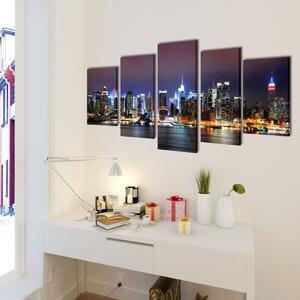 Canvastavlor set om 5 New York Skyline 100 x 50 cm