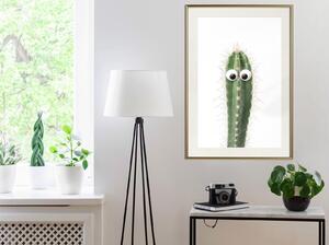 Inramad Poster / Tavla - Funny Cactus I - 30x45 Guldram