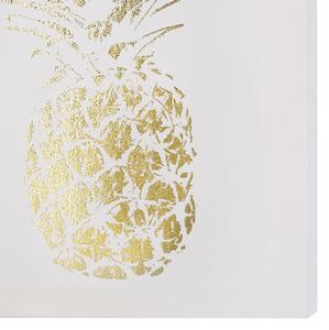 Set med 3 canvastavlor Rosa Guld 30 x 30 cm Nylon Ananas Modern Väggkonst Beliani