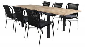Utebord / Matbord Förlängningsbart Panama 152/210x90 cm - Teak / Svart