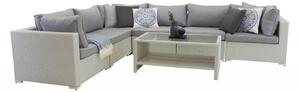 Loungegrupp Amazon - 1 st Modulsoffa + 1 st Bord + Dynor - Vit / Grå