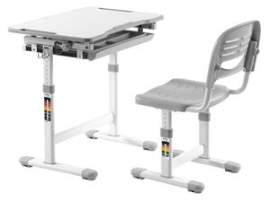 Vipack Justerbart skrivbord för barn med stol Comfortline 201 grå vit