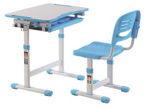 Vipack Justerbart skrivbord för barn med stol Comfortline 201 blå vit