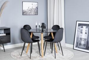 Matgrupp - Matbord Polar 180x90 cm – Vit / Svart + 6 st Matstol Muce – Blå Sammet / Svart