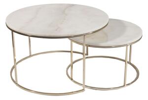 Soffbord Stenexpo Lormont ⌀ 80/60 cm - Vit Marmor / Champagne