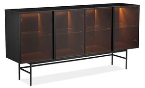 Skänk/Sideboard med Belysning - Monterry 180x42x90 - Svart - Metall/Ask/Glas