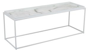 Soffbord Grace 122x42cm - Vit - Marmorlaminerat Glas/Metall