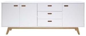 Sideboard/Skänk Bess - 200x43x82cm - Vit/Natur - Massiv Ek/Trä