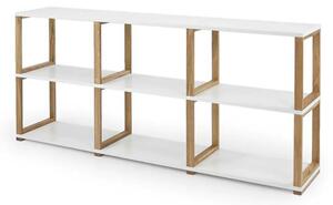Hylla Art - 178x36x80cm - Vit/Natur - Massiv Oljad Ek/Trä