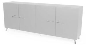 Sideboard/Skänk Nova - 220x43x86cm - Ljusgrå/Off-White/Krom - MDF/Metall