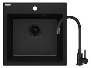 Deante ZQJNN103 - Diskho för kök EVORA 50x50 cm + kran för diskho granit/svart