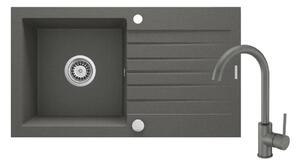 Deante ZQZVT113-Diskho för kök ZORBA 76x44cm+ kran för diskho granit/metallisk antracit
