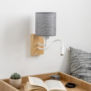 Brilagi - LED vägglampa NUBILA WOOD 1xE27/25W/230V + LED/3W ek/grå
