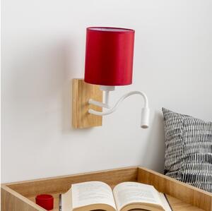 Brilagi-LED vägglampa NUBILA WOOD 1xE27/25W/230V+LED/3W ek/pompejansk röd