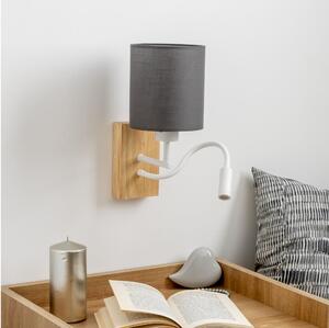 Brilagi - LED vägglampa NUBILA WOOD 1xE27/25W/230V + LED/3W ek/antracit