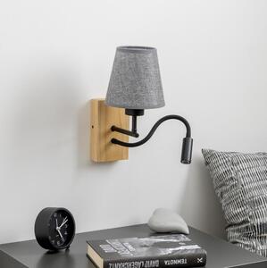 Brilagi - LED vägglampa NUBILA WOOD 1xE27/25W/230V + LED/3W ek/grå