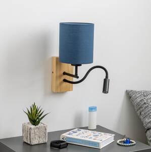 Brilagi - LED vägglampa NUBILA WOOD 1xE27/25W/230V+ LED/3W ek/mörkblå