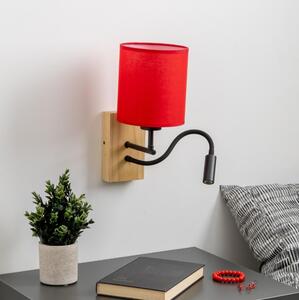 Brilagi - LED vägglampa NUBILA WOOD 1xE27/25W/230V + LED/3W ek/röd