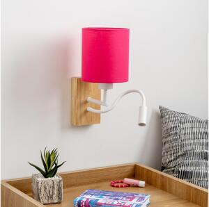 Brilagi - LED vägglampa NUBILA WOOD 1xE27/25W/230V + LED/3W ek/rosa